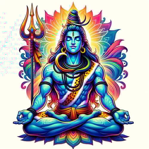 Lord Shiva Meditation Pose - Divine Deity with Trident and Drum
