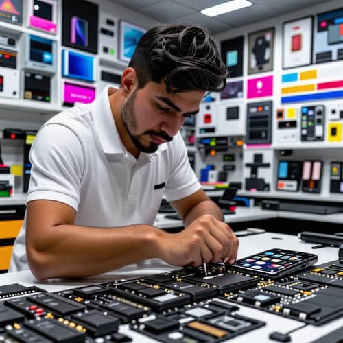 Phone Repair Process by Skilled 25-Year-Old Egyptian Man