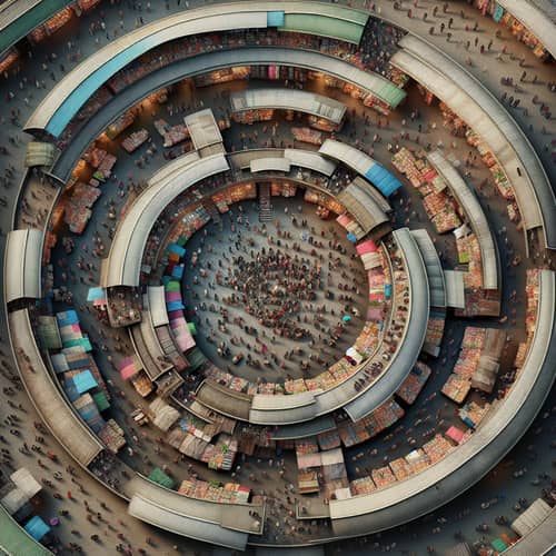 Vibrant Central Market with Diverse Shops and Activities