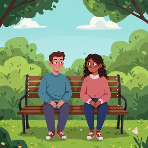 Vibrant Cartoon Illustration of Friends in a Garden