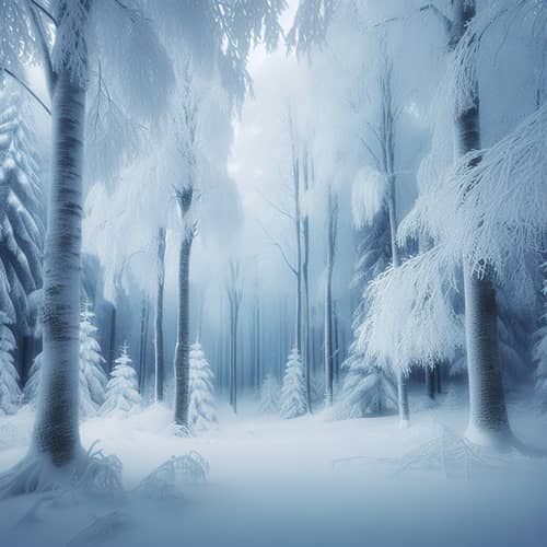 Serene Winter Landscape with Fresh Falling Snow