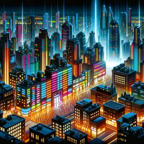 Futuristic Cyberpunk Cityscape Illustration | High-Contrast Colors