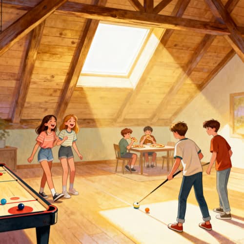 Fun Teen Gatherings in a Bright Attic Fun Teen Gatherings in a Bright Attic