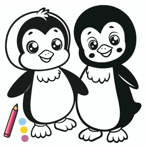 Cartoon Penguin Coloring Page for Kids | Simple Black and White Design