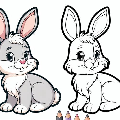 Playful Cartoon Rabbit for Kids to Color - Fun Coloring Image