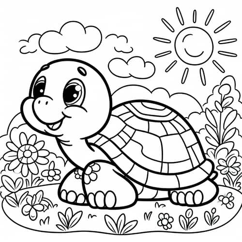 Playful Turtle Children's Book Artwork