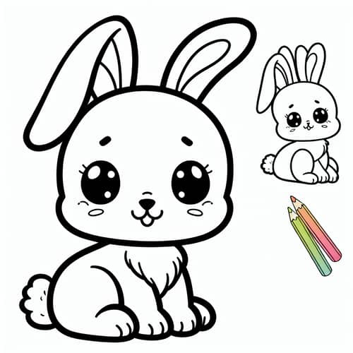 Cute Bunny Line Art Illustration for 4-Year-Olds