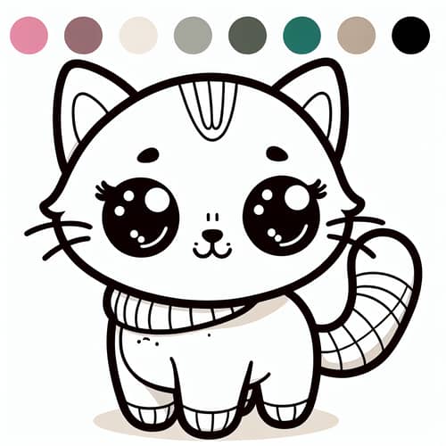 Cute and Friendly Cat Coloring Page for Kids