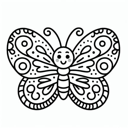 Simple Cartoon Butterfly | Coloring Design for Kids