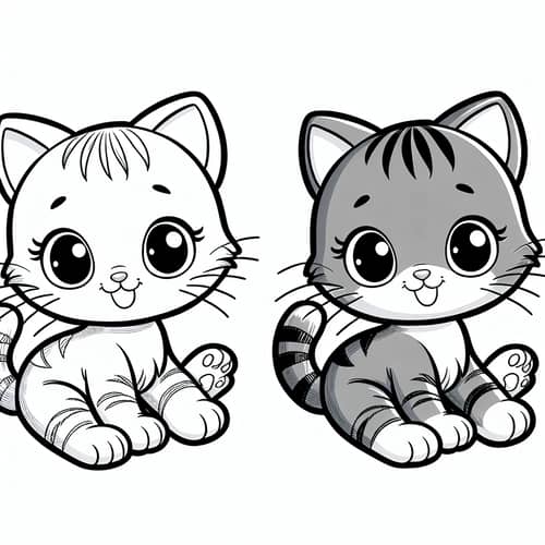 Simplified and Lively Cartoon of a Playful Kitten