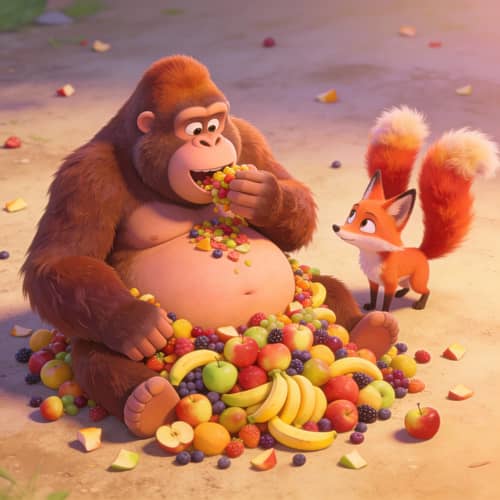 Friendly Gorilla and Curious Fox Characters