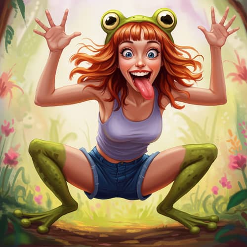 Joyful Frog Movements: A Whimsical Digital Painting