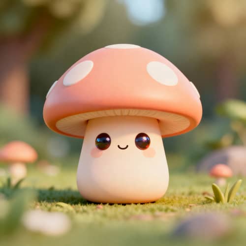 3D Cute Mushroom with Face - Adorable Decor Idea
