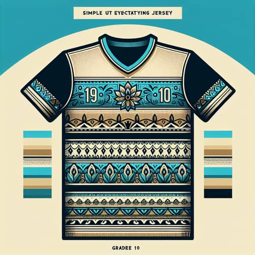 Stylish Grade 10 Jersey in Beige & Aquatic Blue