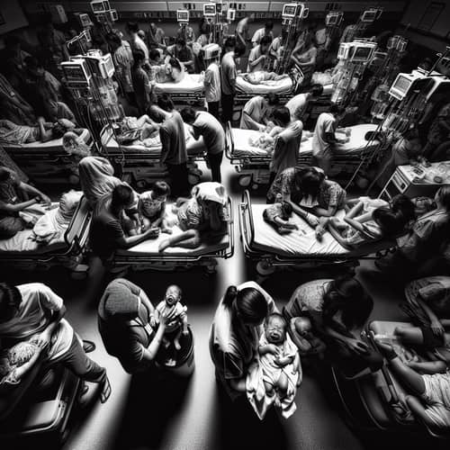 Diverse Patients in a Hectic Emergency Room Scene