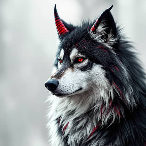 Stunning Black and White Wolf Furry Art