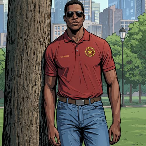 African American Marine in Comic Book Style