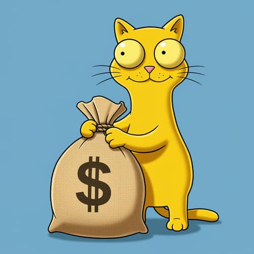 Simpson-Style Cat with Money Bag