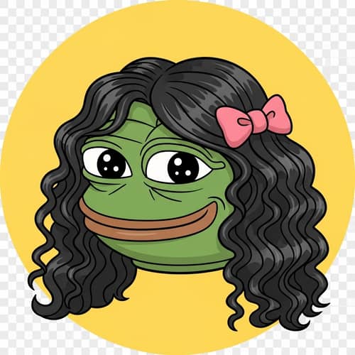 Pepe the Frog Girl Emoji - Dark Curly Hair
