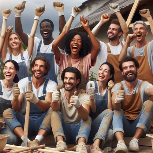 Multicultural Volunteers Celebrate Completed Project