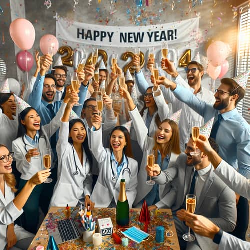 2024 New Year Celebration with Diverse Medical Device Team