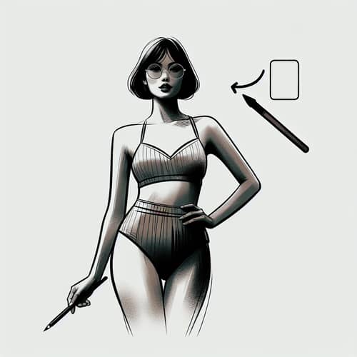 Color Art: Tall Woman in Bikini with Active Pose