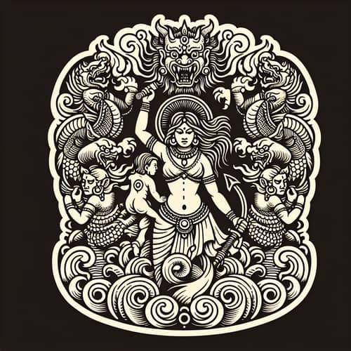 Strong Mythological Female Character Tattoo Design for Protection and Strength