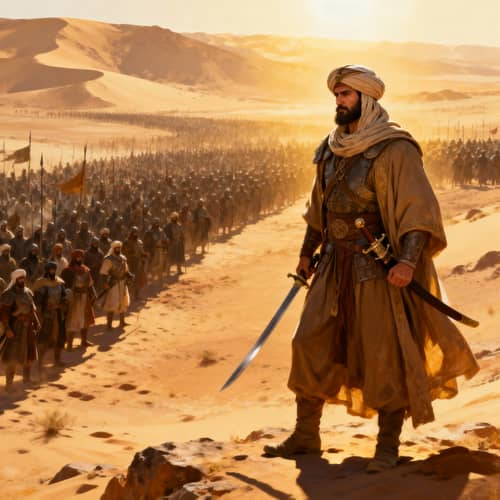 Powerful Middle Eastern Military Commander on Battlefield Powerful Middle Eastern Military Commander on Battlefield