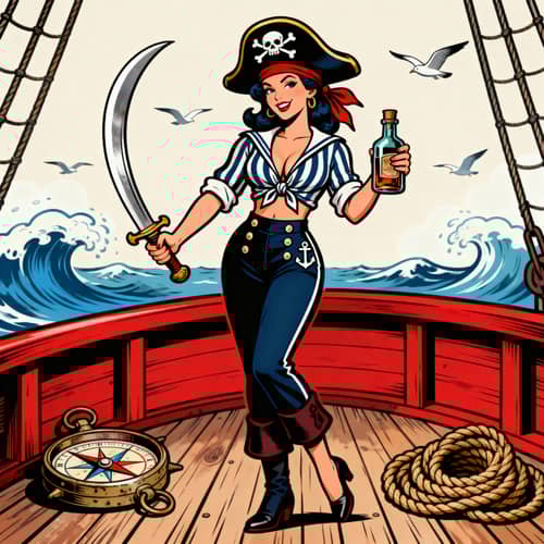 Old School Pin-Up Pirate Tattoo Design Old School Pin-Up Pirate Tattoo Design