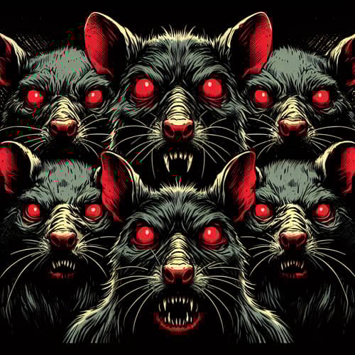 Menacing Demonic Rats: Horror Comic Sketch