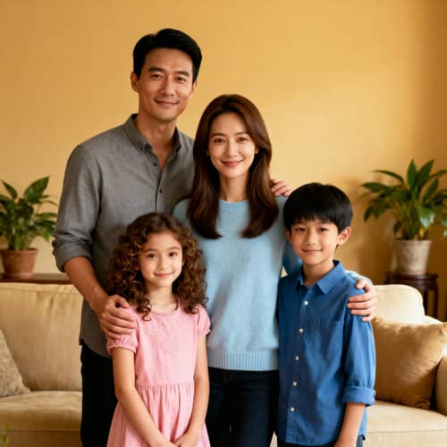 Family of 4: Loving Married Couple and Kids