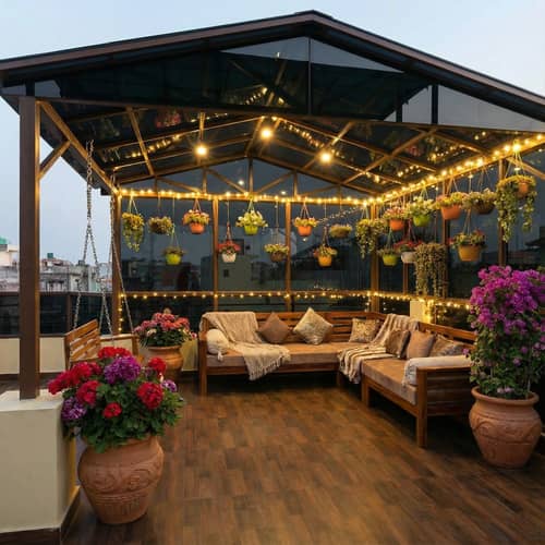 Stunning Hangout with Flower Pots & Swing