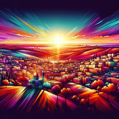 Jerusalem Cityscape Sunset in Multicolored Shades | Makom