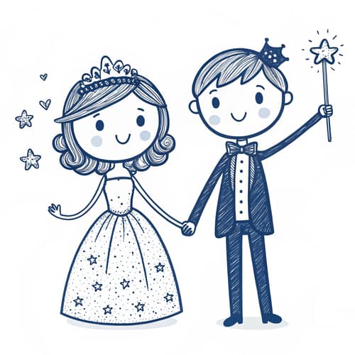 Charming Bride and Groom Stick Figure Doodle