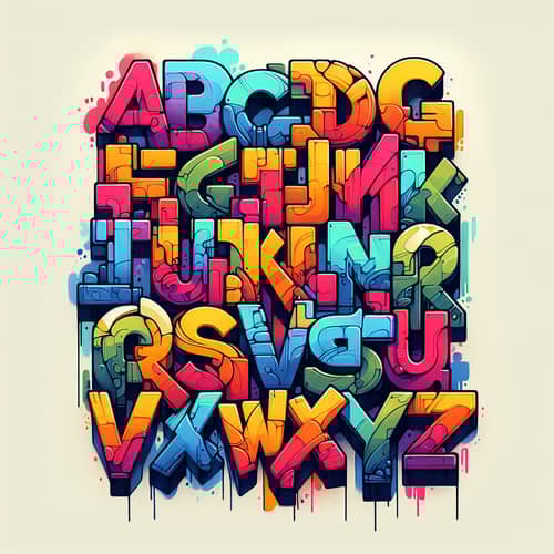Vibrant Graffiti-Style Latin Alphabet Composition