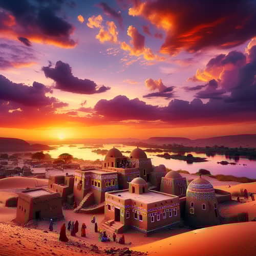 Nubian Architecture in Sunset - Enchanting Village by Nile