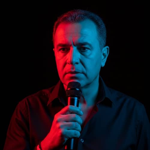 Cheb Hasni: Dramatic Red and Blue Portrait