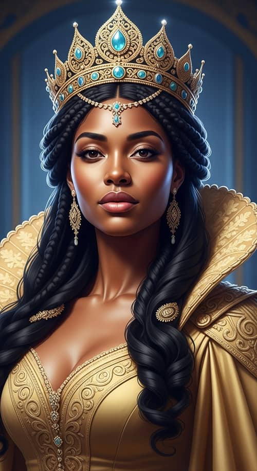 Beautiful African American Queen with Crown