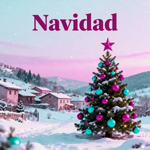 Christmas Card in Magenta and Turquoise Colors