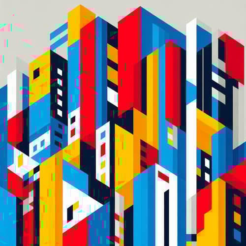 Geometric City | De Stijl Art | Piet Mondrian Inspired