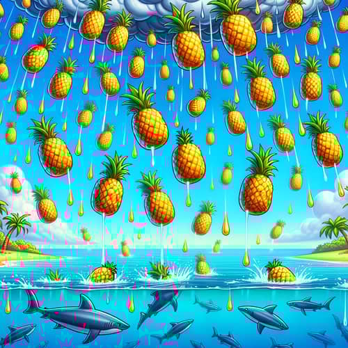 Vibrant Cartoon Image of Peculiar Pineapple Storm in Nature