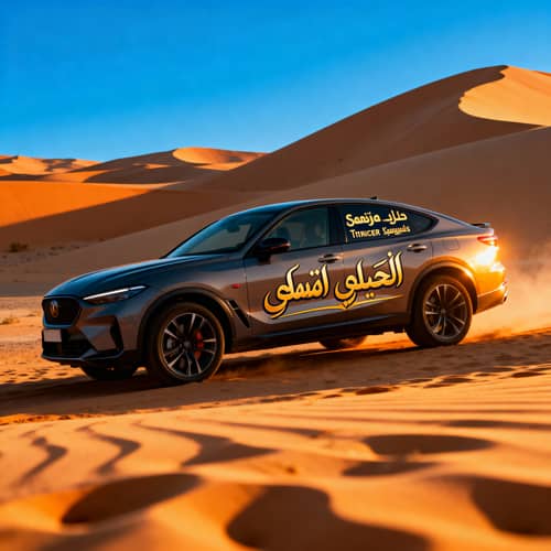 Stylish Car Rental in Stunning Desert Landscape Stylish Car Rental in Stunning Desert Landscape