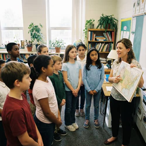 Students Engaged with Teacher in Classroom Students Engaged with Teacher in Classroom