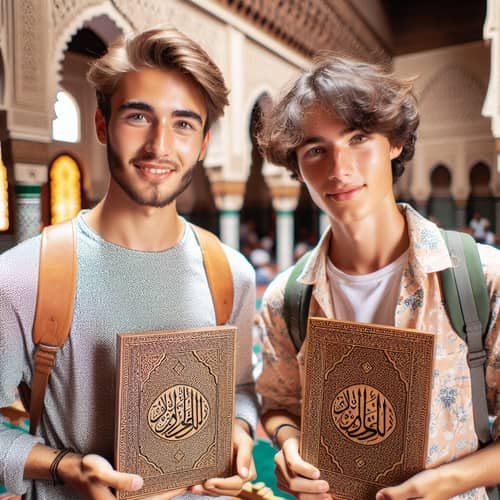 Exchange Students Embracing Moroccan Culture in a Mosque