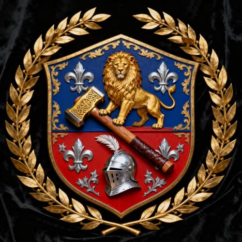 Family Crest with Laurel Wreath and Lion Design Family Crest with Laurel Wreath and Lion Design