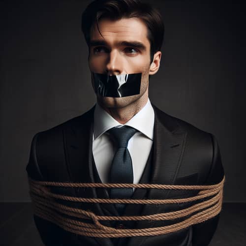 Dignified Businessman Bound in Suit | Resilient Captive