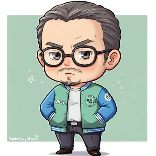 Chibi Anime Professor Illustration with MSI Patch