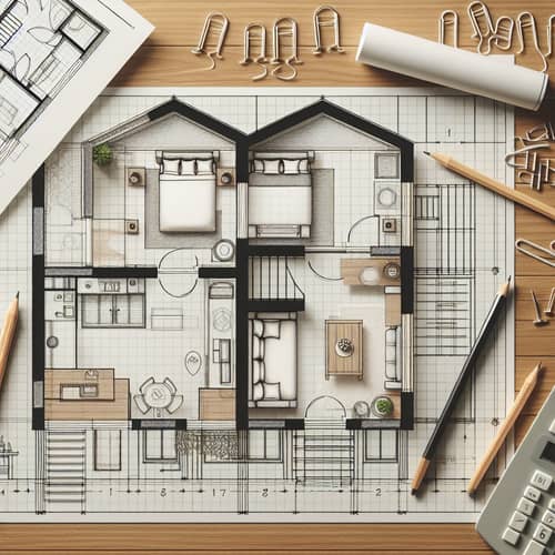 Two-Story House Blueprint: 3 Bedrooms, Living Room, Kitchen