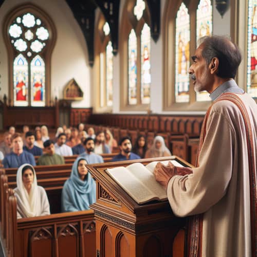 Historic Church Sermon with Diverse Congregation