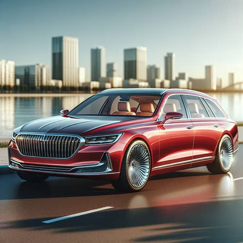 Luxury Red Car on Suburban Street | Modern Design